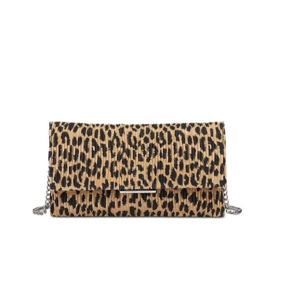 LOEFFLER RANDALL leopard print clutch shoulder bag + Dust bag - Picture 1 of 8